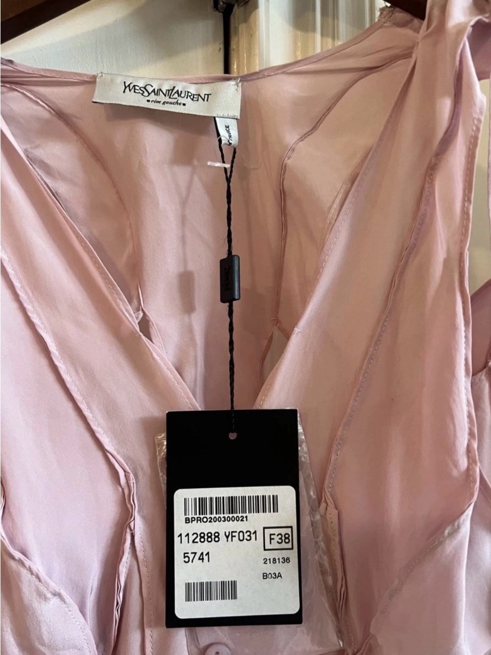 Yves Saint Laurent Pale Pink Silk Butterfly Top - Picture 3 of 6